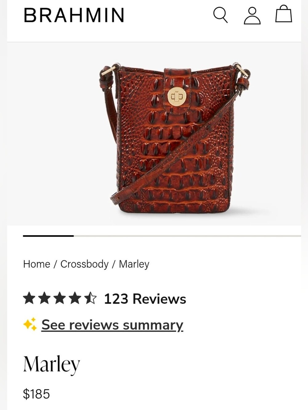 BRAHMIN Marley Small Leather Crossbody - Pecan Melbourne - Picture 9 of 9